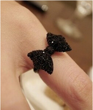 Wholesale/Retail Fashion Rings Temperament models! Retro full black diamond bow ring adjustable HOT SALE free shipping