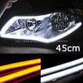 45cm White Yellow Amber Flexible Headlight With Turn Signal 9W Daytime Lamp Switchback Strip Angel Eye