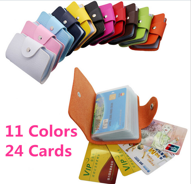 Image of Business Credit Card Wallet Holder Bags PU Leather Buckle Bank Card Bag 24 ID Card Cover Bank Multi-functional Cover BB071-SZ