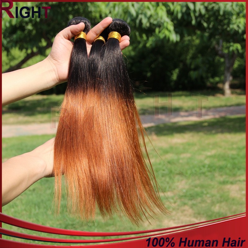 Silky Straight Brazilian Virgin Hair 3pcs Highlighted Brown