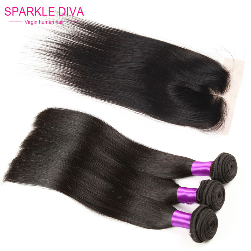 Ali Queen Hair Products With Closure Bundle Peruvian Virgin Hair Straight With Closure Cheap Virgin Hair With Closure Bundle