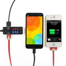 Multifuncional de doble Mini USB 2.0 HUB de carga Monitor de voltaje de corriente Digital amperímetro tensión multímetro rojo azul pantalla LED