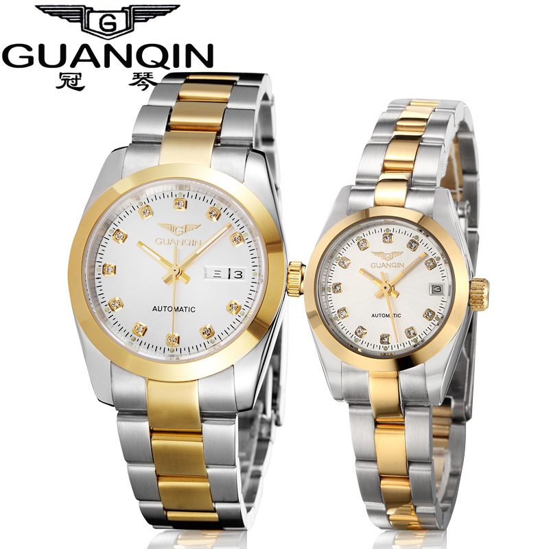 Origianl GUANQIN 2015 Top Brand Luxury New Fashion Automatic Mechanical Lovers Watches Waterproof  Men Women Wristwatches