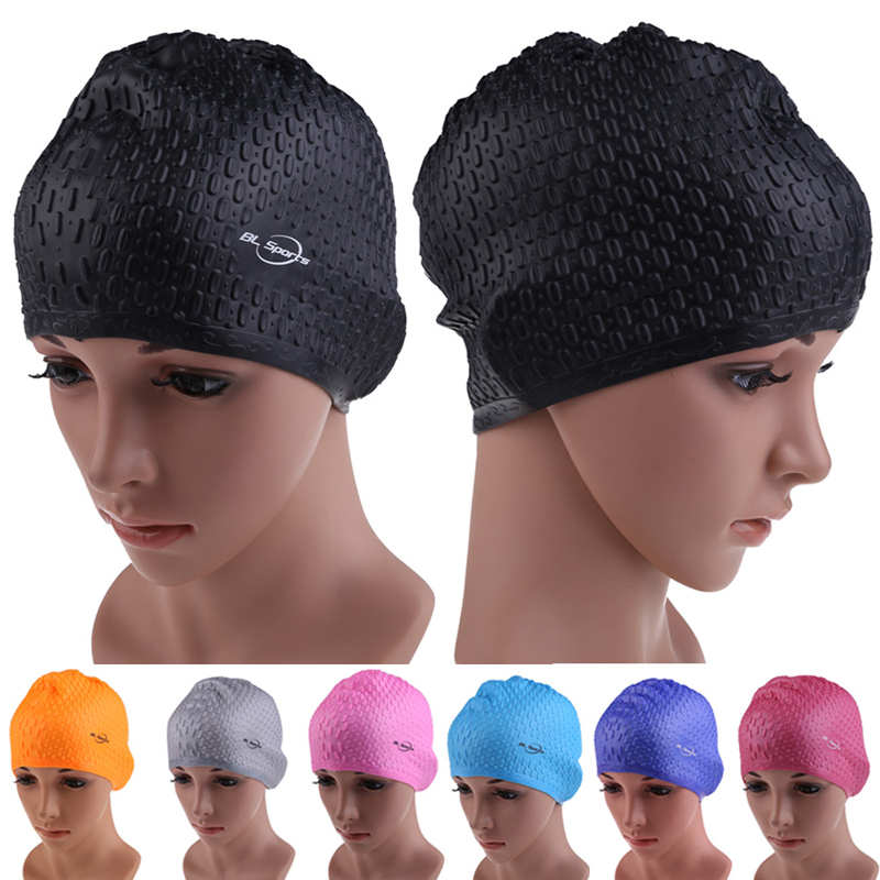 Image of Flexible Waterproof Silicon Swimming Cap Unisex Adult Waterdrop Swimming Hat Cover Protect Ear Multicolor BHU2