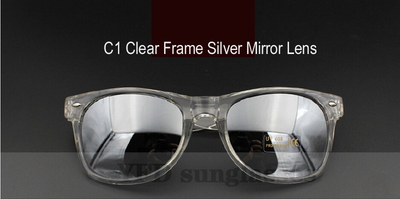 C1 clear frame silver mirror lens