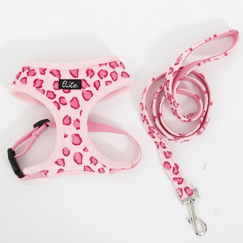 Image of Freeshipping Pet Harness Dog Cat Leopard Pink Beige Adjustable Cute Collar Safety Control Size S/M Puppy Dog Cat Harness Set