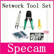 LAN Network tool set RJ45 RJ11 CAT5 Cable Tester tool kit +RJ45 Modular Plug connector+Telecom Phone Cable Punch+Crimper Tool