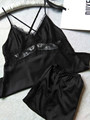 2016 Free Shipping sexy pijamas set Women Sleep set Deep V neck Sexy Spaghetti Strap Shorts