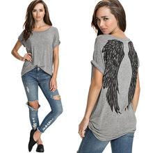 Ангел крылья тропический принт женское Camisetas mulheres короткий рукав свободного покроя без тары топы женщины T рубашка женщины