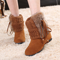 Women Ankle Boots for Rabbit Fur New Fashion Waterproof Wedge Platform Winter Warm Snow Boots Shoes