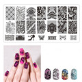 1Pcs Nail Gel Polish Stamping Plates Flower Lace Stainless Steel Stemping Plate Nails Stencils Manicure Template