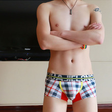 Free Shipping boxer homme U Convex men boxers short Plaid Fashion Shortpant man Underwear Boxers brand clothing
