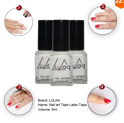 Image of LULAA White Nail Art Tape Latex Tape & Finger Skin Protected Liquid Palisade Easy Clean Base Coat Care Nail Polish Women