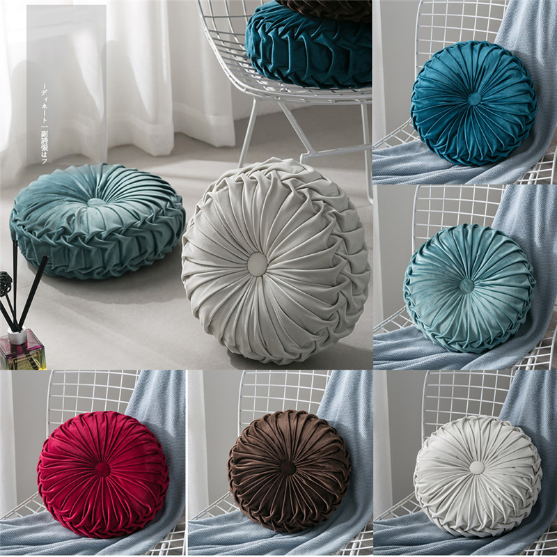 Pleated Round Floor Cushion Fashion Thick Corduroy Cushion Pad