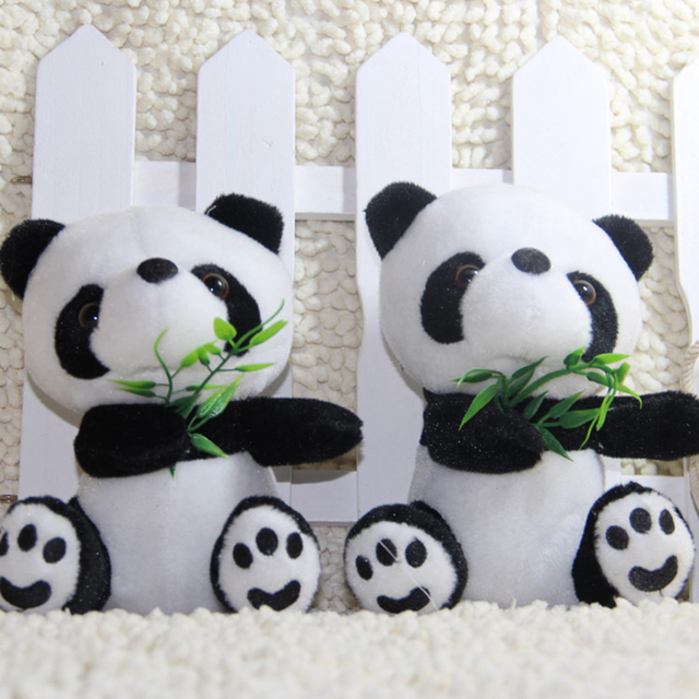 Детские игрушки Небольшой Прекрасный Panda с Bamboo Плюшевые Куклы Игрушка в Подарок Бесплатная Доставка 18 см чучела животных и плюшевые игрушки