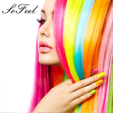 Sofeel Noticeable 24″ Straight Long Women Hair Extension Colored Colorful Clip-in Clip On Synthetic Hair piece