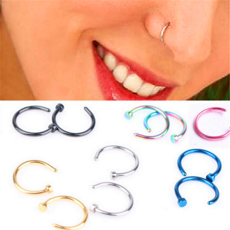 Image of Fashion Fake Septum Medical Titanium Nose Ring Piercing Silver Gold Body Clip Hoop For Women Girls Septum Clip Hoop Jewelry Gift
