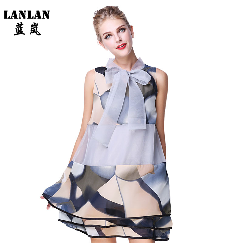 LANLAN XL-5XL Natural color dresses 2015 New Cute Summer LXL 2XL 3XL 4XL 5XLsize  Dresses Print Comfortable Fashion Dresses