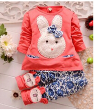 2015 new baby girls clothing set kids Cartoon long sleeve clothes suits children Girls T shirt