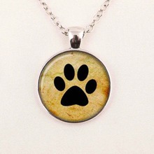 Wholesale Glass Picture Pendant Dog Lovers necklace My Friend Paw Prints Pendant Glass Dome Necklace