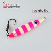Saltwater Metal Minnow Fishing Lures Set 10cm 60g jigs with 3/0# Hooks Spinner Bait Jigging Trolling Lure NEW 2015 free shipping