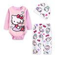 3 Pcs Set Baby Girls Bodysuits 95 Cotton Long Sleeve Rompers Long Pants Hat Spring Summer