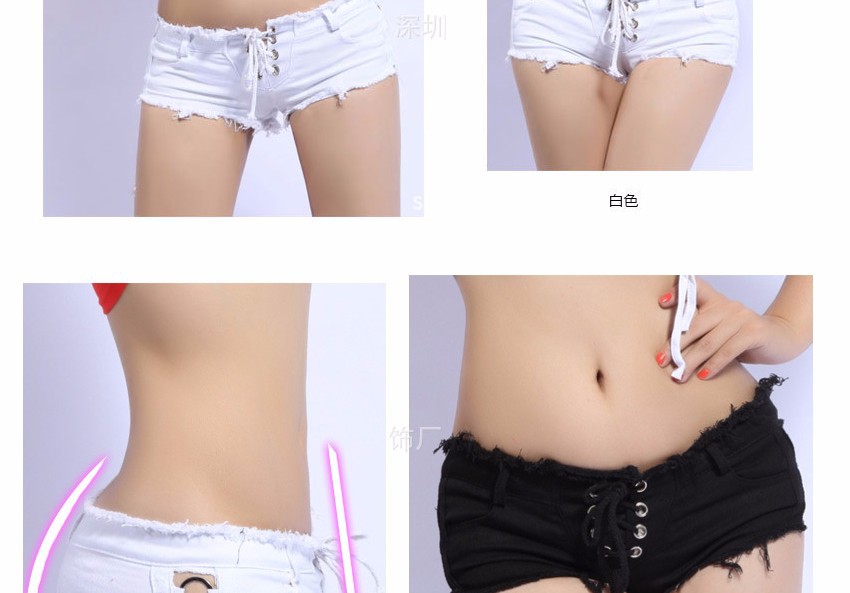 Sexy Denim Women Shorts Jeans Feminino Fashion Low Waist Women Girl Mini horts Teasing Hottie Side Nightclub Super Hot Shorts (2)