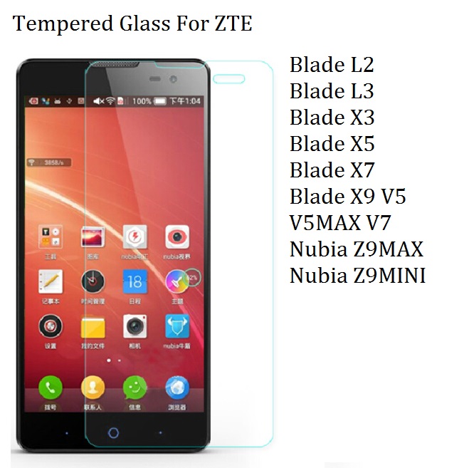 Image of 2016 Tempered Glass For ZTE Blade L2 L3 X3 Blade X5 Blade X7 Blade X9 V5 V5MAX V7 Nubia Z9MAX Nubia Z9MINI Screen Protector Case