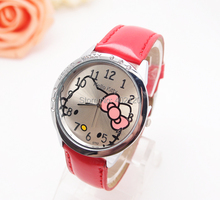 Wholesale hello kitty cartoon children watch women fashion quartz wrist watch 8568