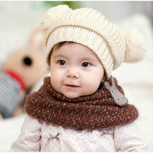 Hot Sale Baby Kids Dual Ball Knit Sweater Cap Hats Winter Warm Knitted Hat free shipping