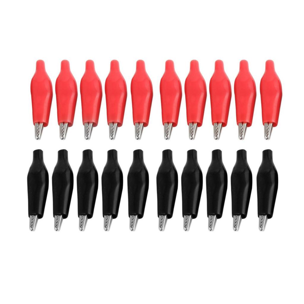 IMC Hot 20 Pcs Black Red Soft Plastic Coated Testing Probe Alligator Clip
