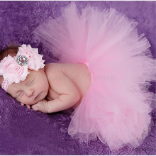 7Colors Infant Newborn Baby Girls Flower Headband Mesh Ball Gown Tutu Skirts Photography Accessory Prop For Christmas Gift