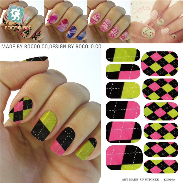 Water Transfer Mixed Corlor font b Tartan b font Design Nails Stickers Manicure Styling Tools Water