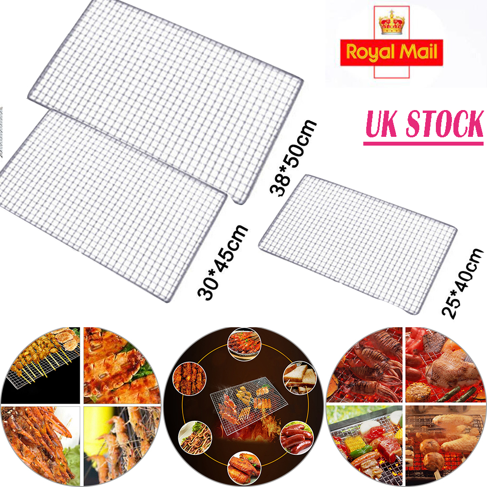 UK Stainless Steel BBQ Grill Grate Grid Mesh Rack Picnic Cooking Replacement Net