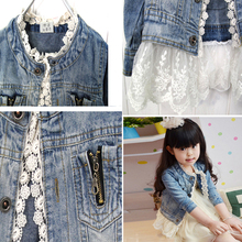 Girls Kids Lace Cowboy Jacket Denim Top Button Costume Outfits Jean Coat 2 7T