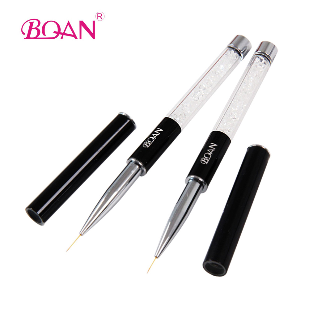 Image of BQAN Single piece Crystal Rhinestone Handle Salon Using Skinny Bristle Nail Art Design Nail Liner Brush 8mm Long