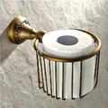 Antique Brass Wall Mounted Roll Toilet Paper Basket Luxury Bathroom Cosmetic Storage Holder