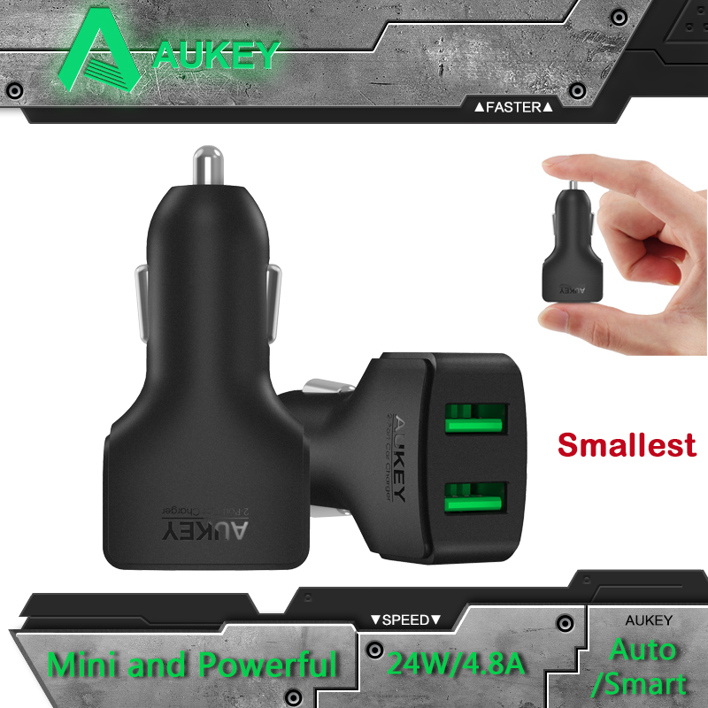 Image of Aukey Micro Auto Universal Dual 2 Port USB Car Charger Adapter For iPhone iPad 4.8A Mini Charger Cigar Socket For HTC Samsung LG