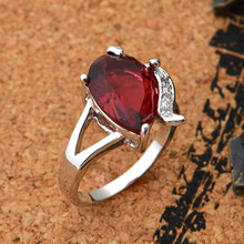 Free Shipping Top quality Ruby Big Rings for women Top Quality 18K Gold Plated Jewelry CZ