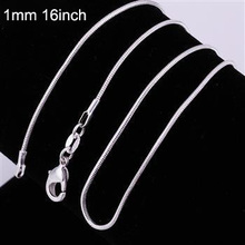 2015 aliexpress cheapest silver necklace 16 18 20 22 24inches Lobster Clasp 925 silver snake chain