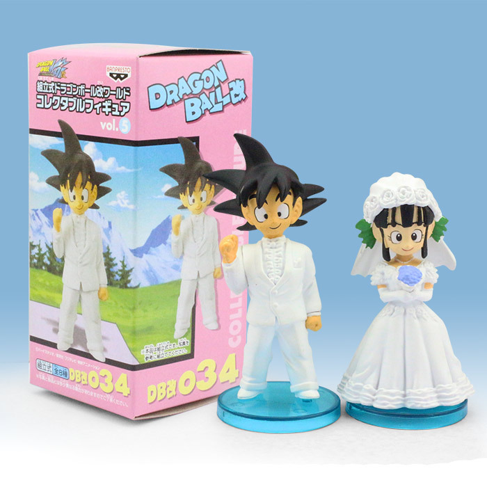 8cm 2pcs/set Packed with Box Japan Anime Dragon Ball Goku ChiChi Wedding PVC Figure Toys Free Shipping