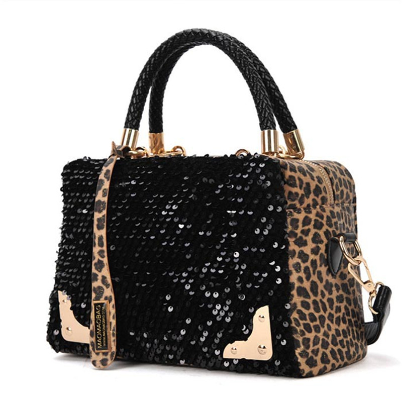Image of 2015 New Fashion Lady Vintage Leopard Sequins Designer Handbags Leather Handbags Cross Women Messenger Bags Shoulder Bag bolsas