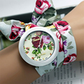 New design Ladies flower cloth wrist watch fashion women dress watch high quality fabric watch sweet