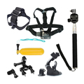 6 in 1 Go Pro Accessories Set Chest Belt Head Strap Bobber Floating Monopod Tripod for