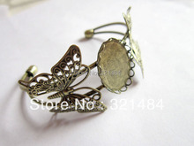 Bulk 100piece/lot Antique bronze 18x25mm Cameo/Cabochon Setting Bezels Filigree Brass Cuff Bracelet Blanks