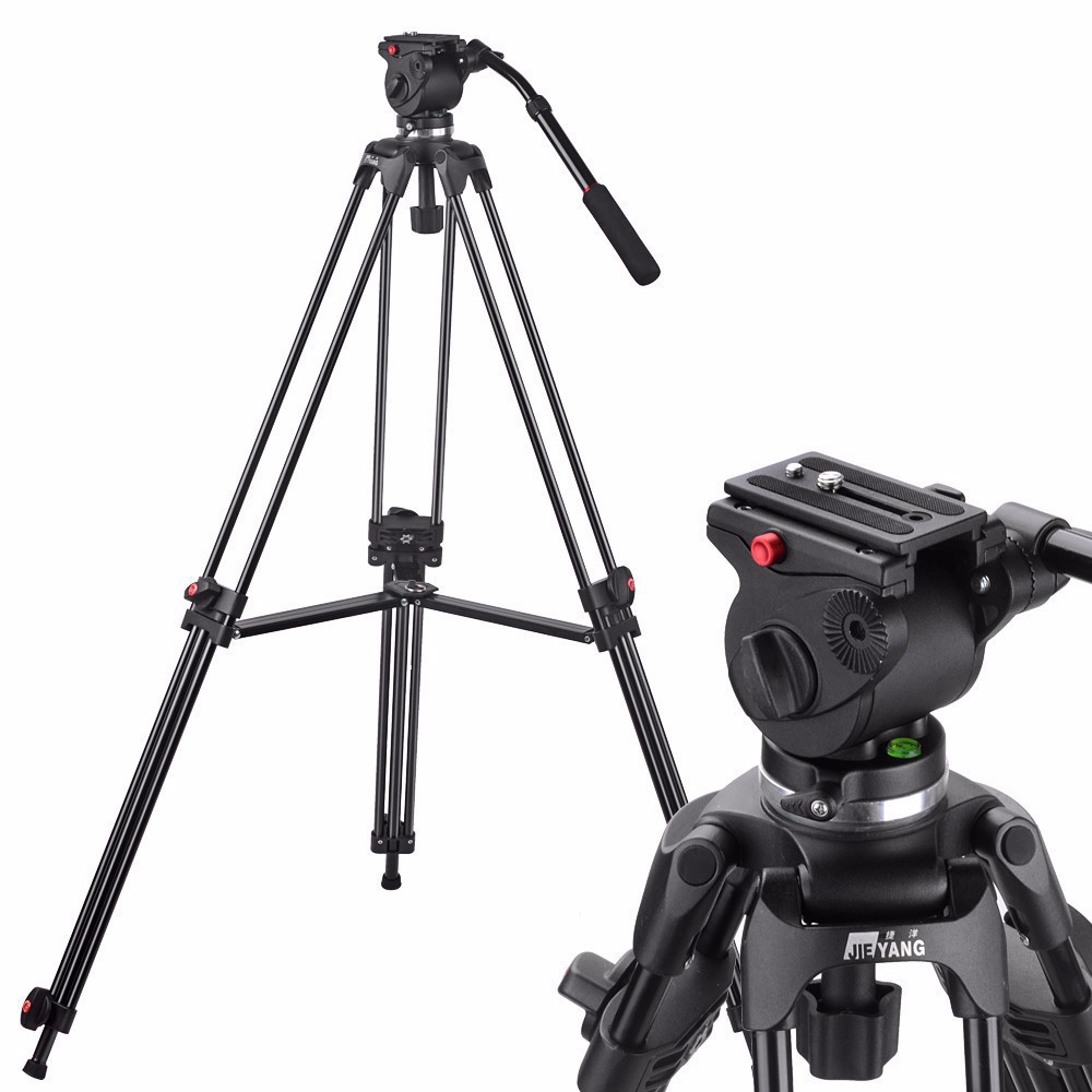 JY0508A JIEYANG Camera Camcorder Tripod Professional for Video Stand DSLR Video Tripod Fluid Head Damping 1610mm