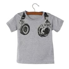New Fashion Boy Kids Summer Clothing Casual 3D Headphone Short Sleeve Tops Blouses T Shirt Tees Clothes Free Shipping