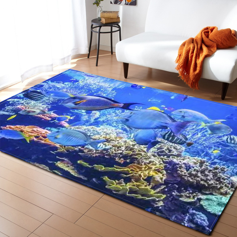 Home Floor Mat Area Rug Living Room Bedroom Carpet Underwater Blue Ocean Turtle 