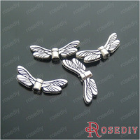 (16968)Jewelry Findings,Charms,Pendants,20*5MM Antique Silver Alloy Dragonfly wings 50PCS