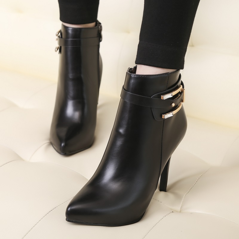 Spring and autumn fashion sexy pointed toe boots thin heels high-heeled boots short boots ankle-length boots martin boots